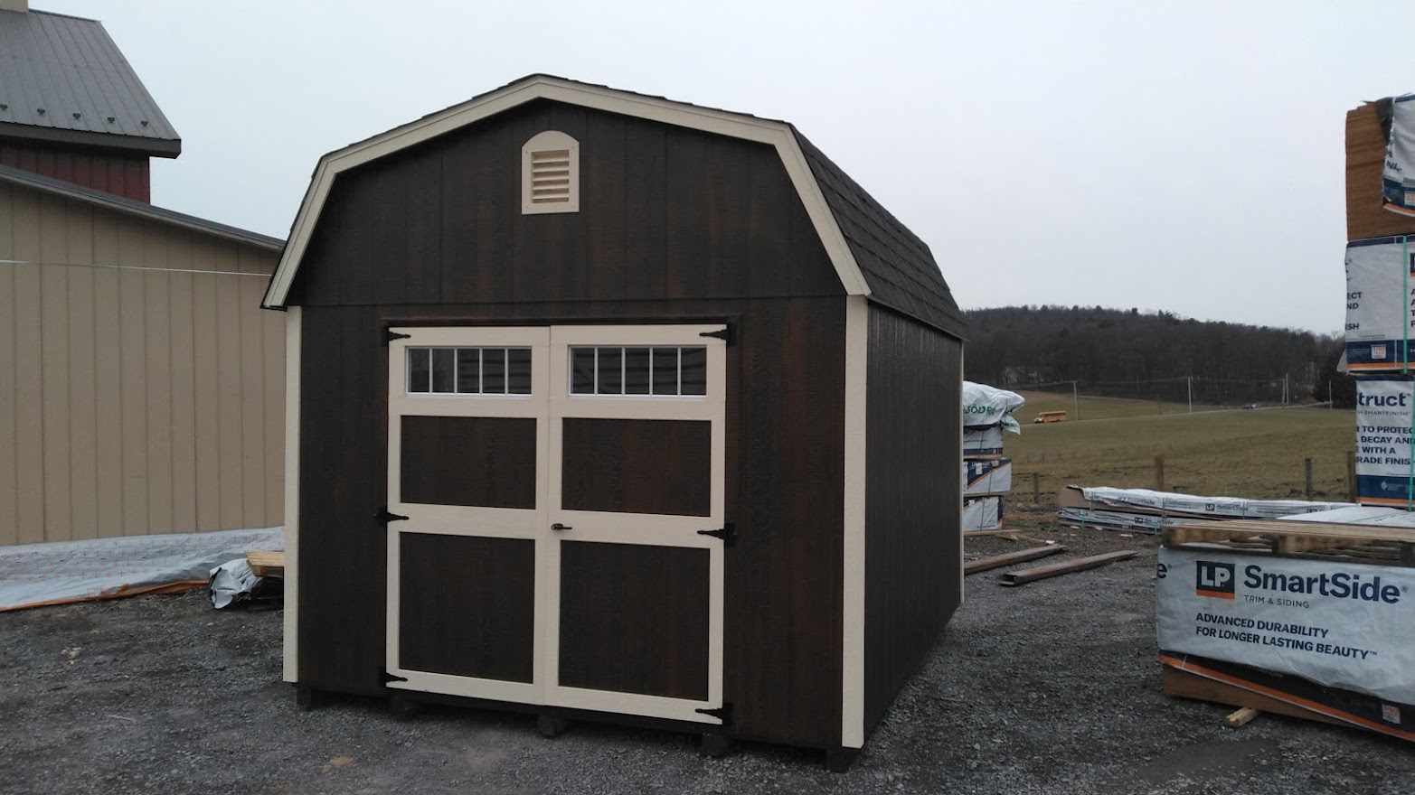 brown barn style shed