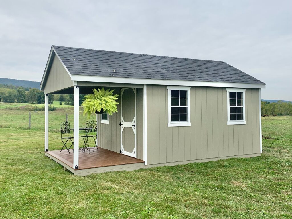 green shed with porch