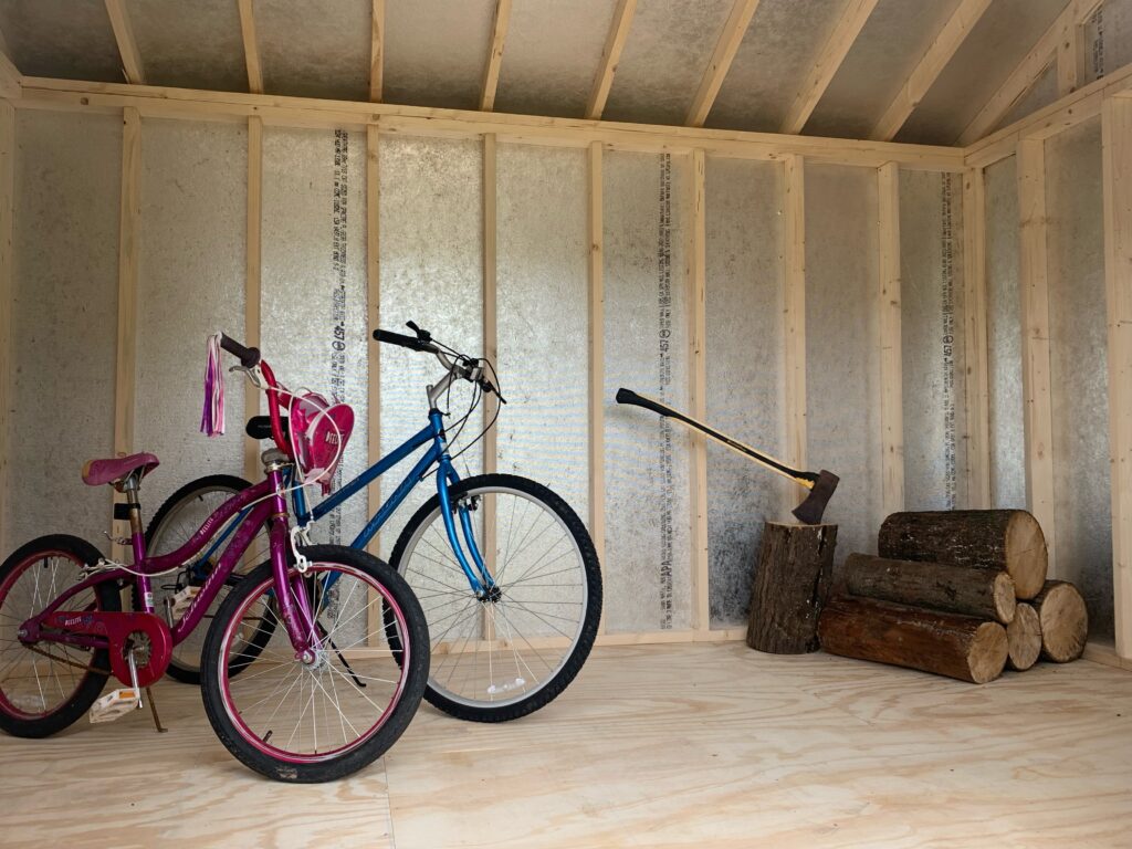 bikes inside a shed