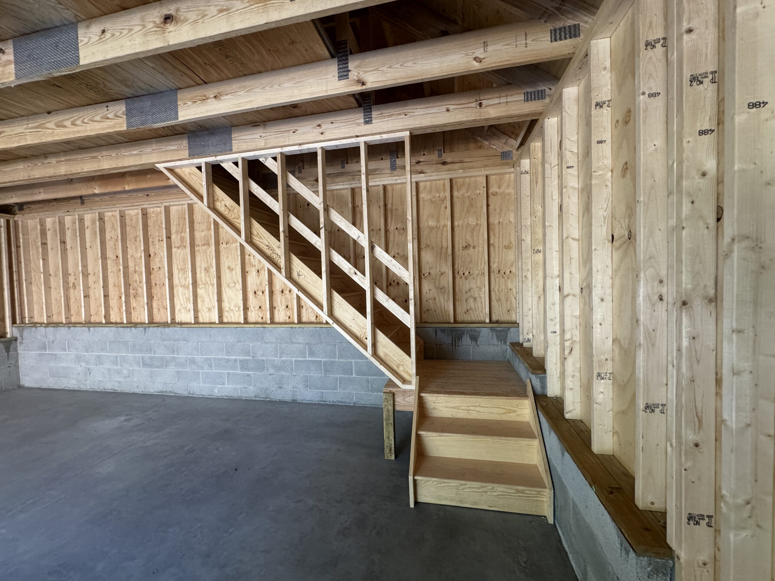 2 Car plus Attic Space 26x26 Vinyl Garage w Portica Roof (2)