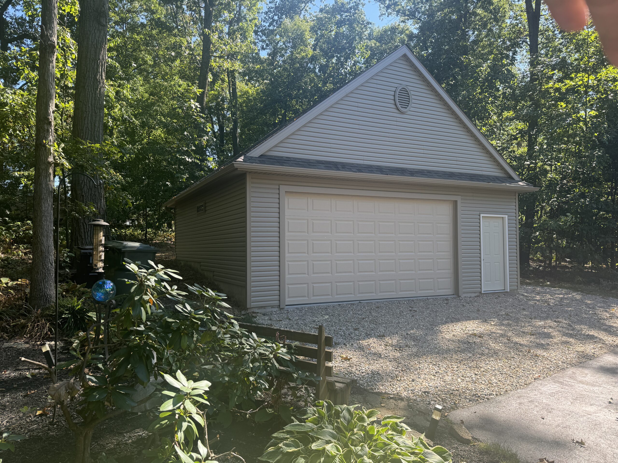 Copy of 2 Car plus Attic Space 26x26 Vinyl Garage w Portica Roof (1)